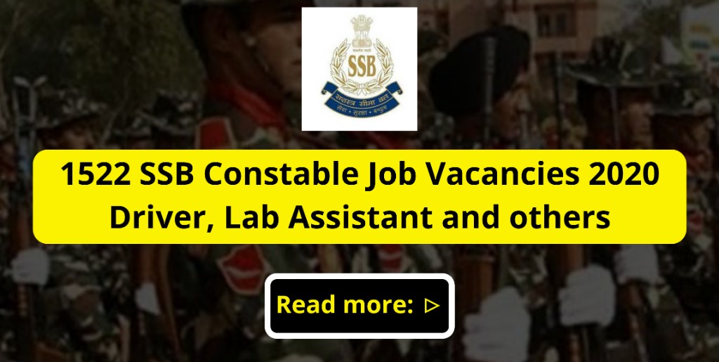 1,522 SSB Constable Vacancies for Driver, Lab Assistant, and various other posts