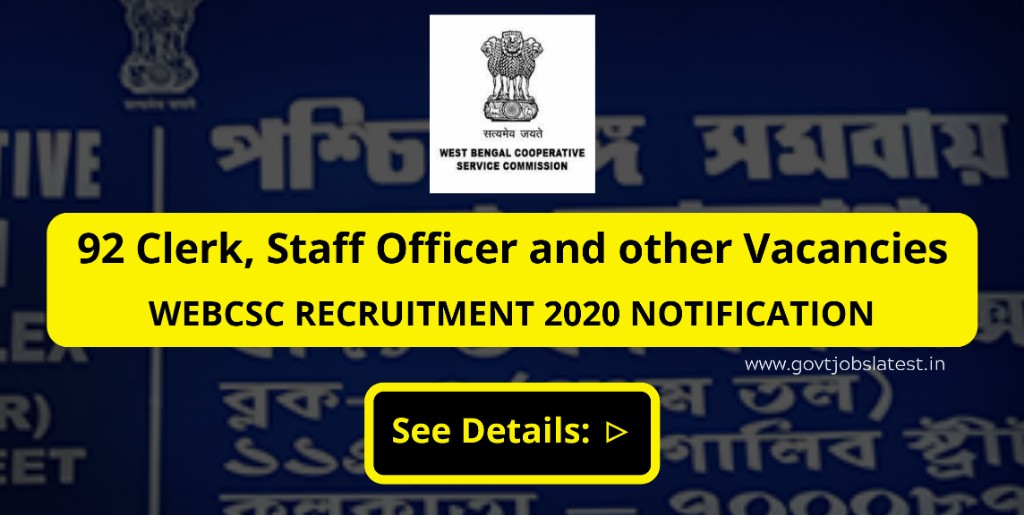 92 Clerk, Staff Officer & Other Vacancies at West Bengal Co Operative service commission