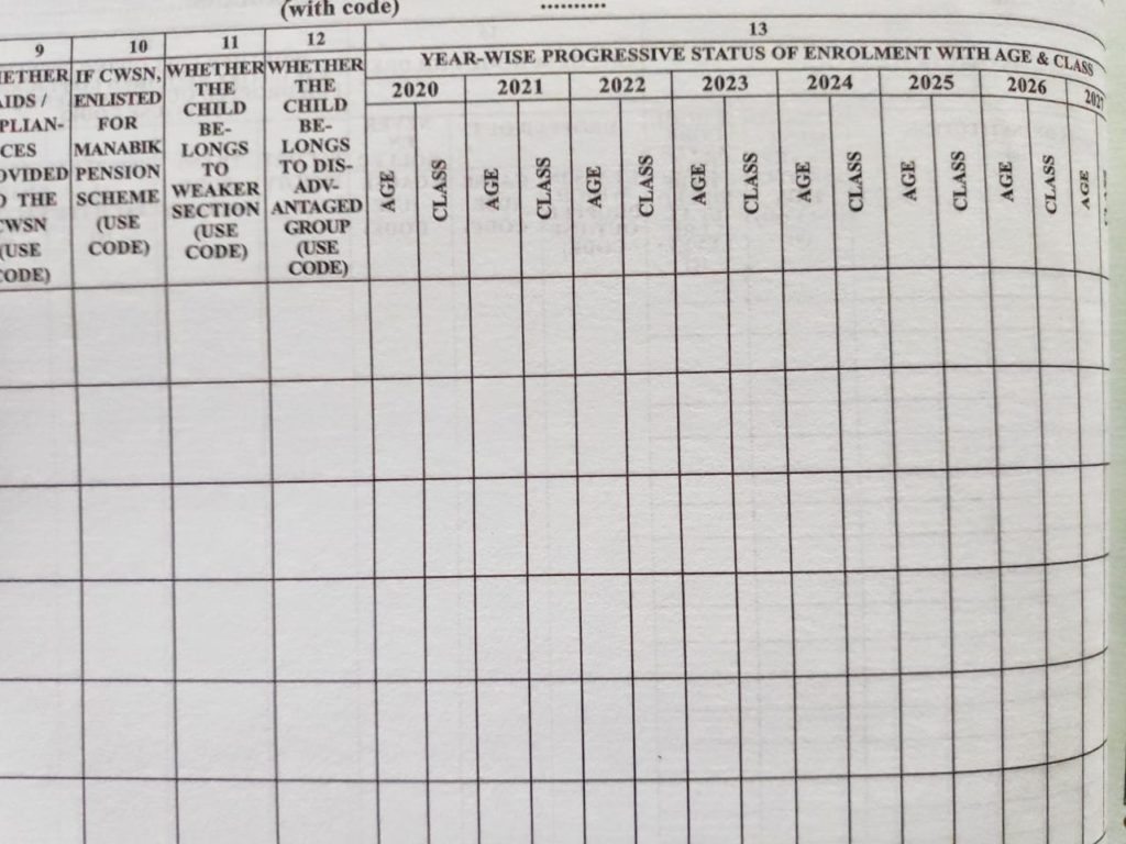 West Bengal booth wise Child register fill up (SSM WB) - Step by Step guide