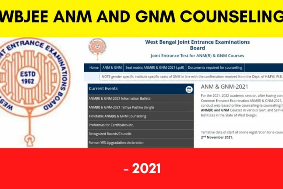 WBJEE ANM and GNM Counselling 2021 - Schedule, Fees