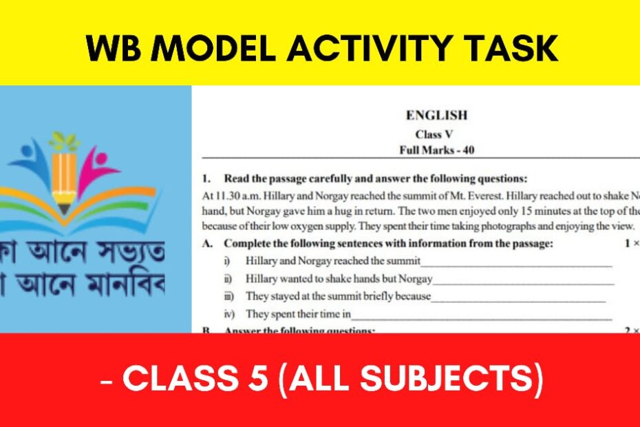 Model Activity Task (All Subjects) Class 5 Solutions 2022