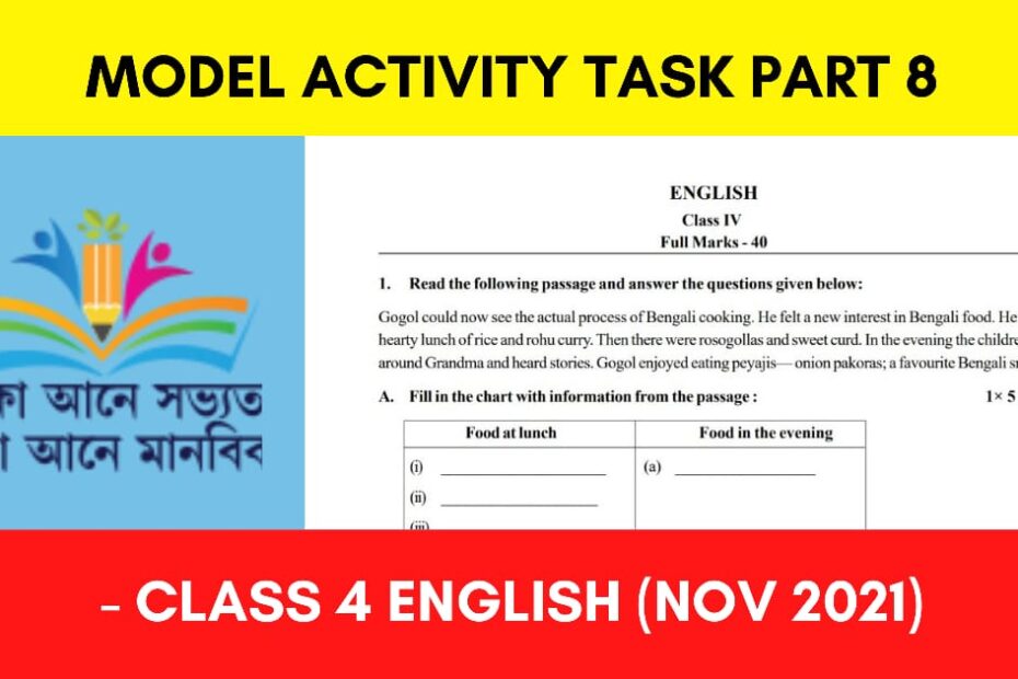 Model Activity Task Part 8 Class 4 English – November 2021