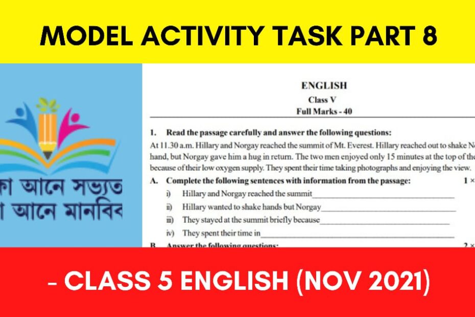 Model Activity Task Part 8 Class 5 English - November 2021