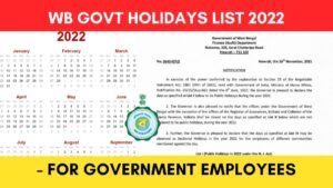 West Bengal govt employees holidays list 2022 - Download PDF
