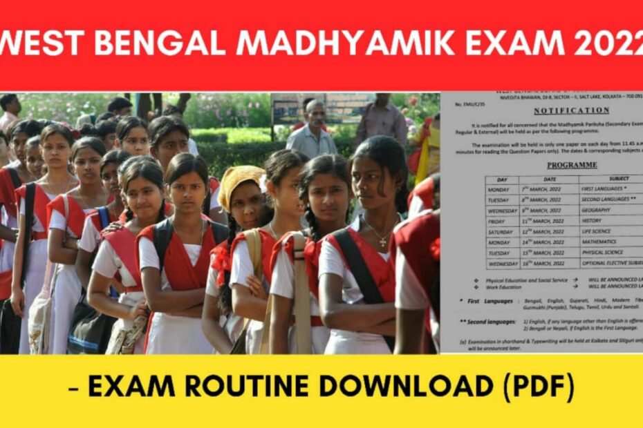 West Bengal Madhyamik Exam Routine 2022 - Download PDF