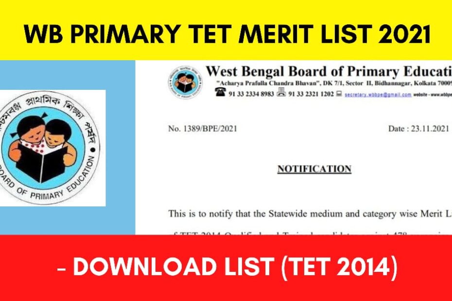 West Bengal Primary Teacher Merit List 2021 - wbbpe.org
