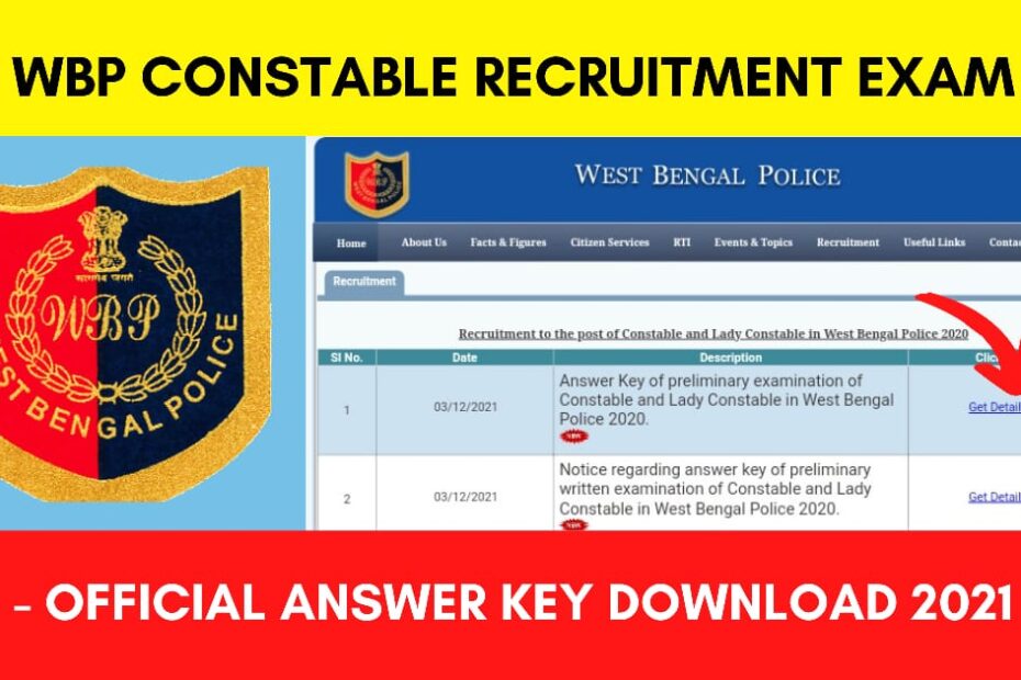 WB Police Constable Official Answer Key 2021 PDF Download