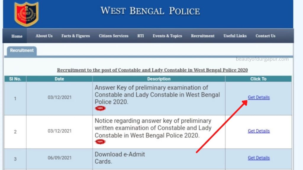 WB Police Constable Official Answer Key 2021 PDF Download